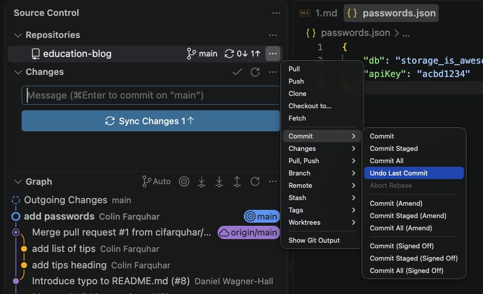 undoing commit UI